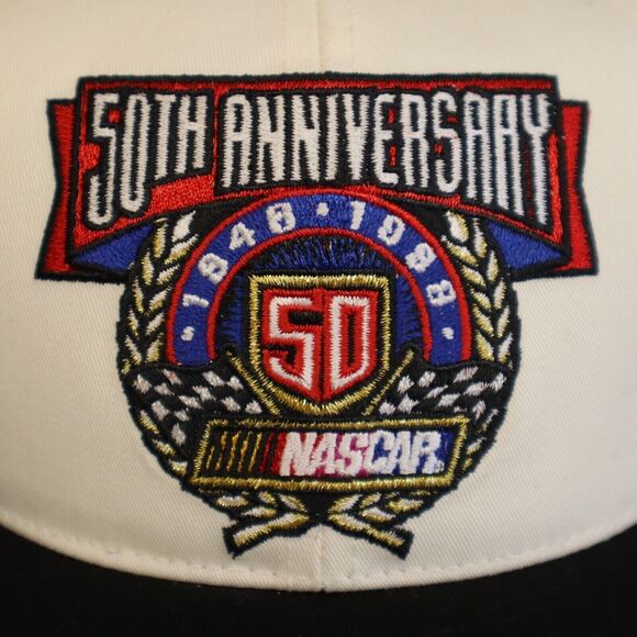 50th Anniversary Nascar Hat 1998 Cap White Black Adult Strapback New W Tags - Picture 2 of 12